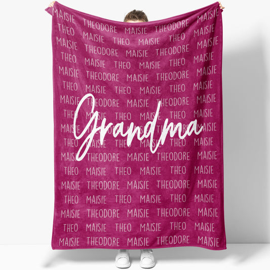 Gift for Grandma Blanket, Christmas Gift for Grandma, Personalized Throw Blanket Custom Gift for Grandmother