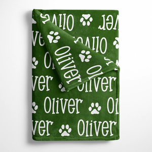 Personalized Blanket with Paw Prints, Name Blanket for Pet, Dog or Cat Gift Ideas