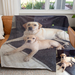 Custom Pet Portrait Blanket, Personalized Custom Dog Photo Blanket