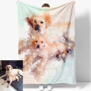 Custom Pet Portrait Blanket, Your Dog Custom Blanket