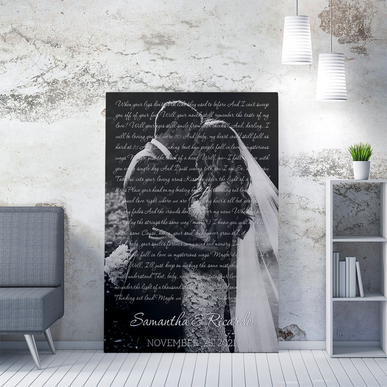 Wedding Song Lyrics with Photo Personalized Canvas, First Dance Favorite Song Canvas Print, 1st Anniversary Custom Sign Framed Gift