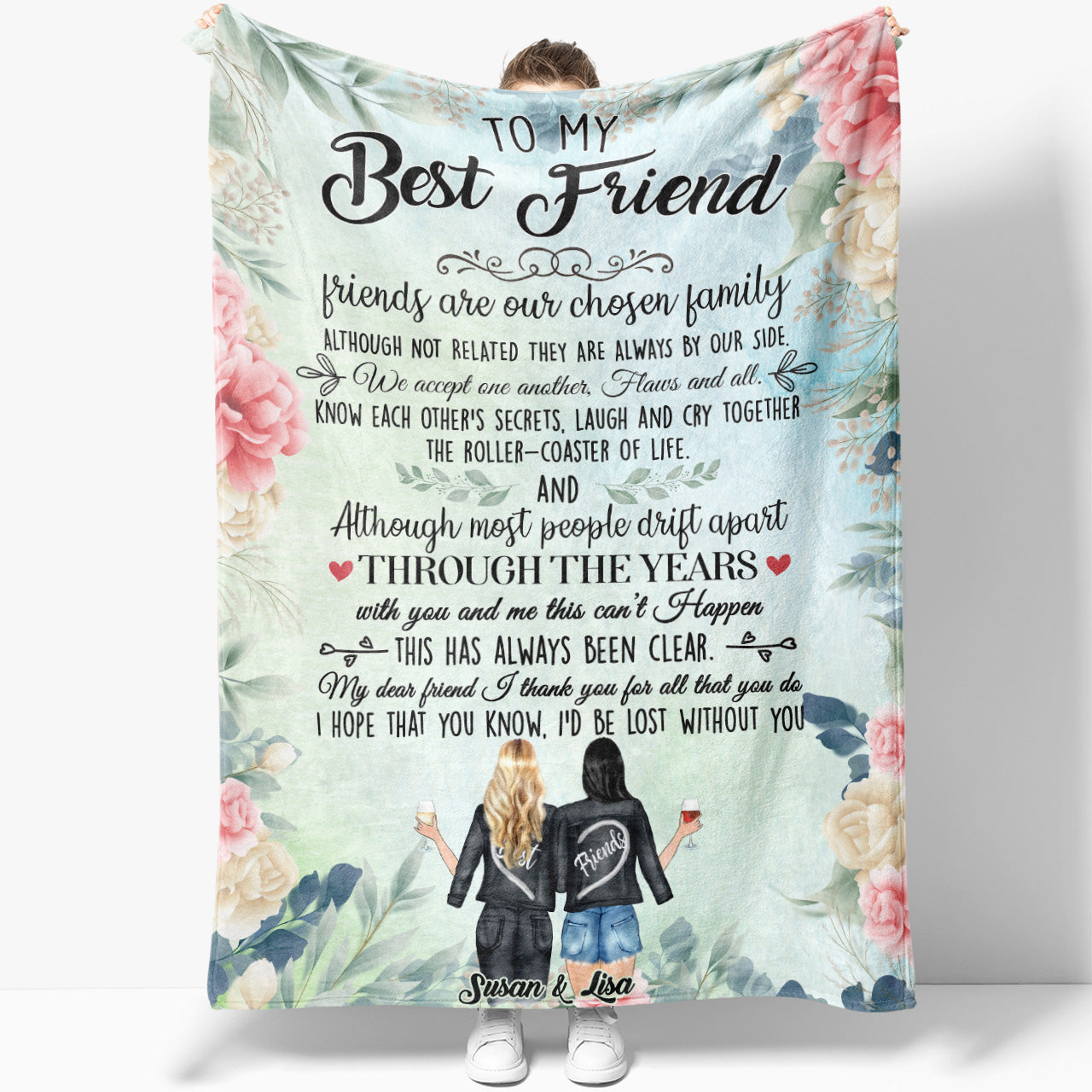 Personalized Blanket Gift Ideas for Best Friend, Friends Are Our Chosen Family Blanket