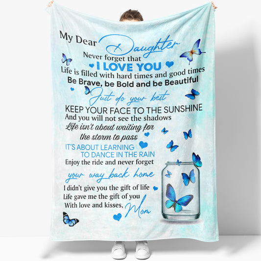 Christmas Blanket Gift for Daughter, Be Brave Be Bold Be Beautiful Blanket from Mom