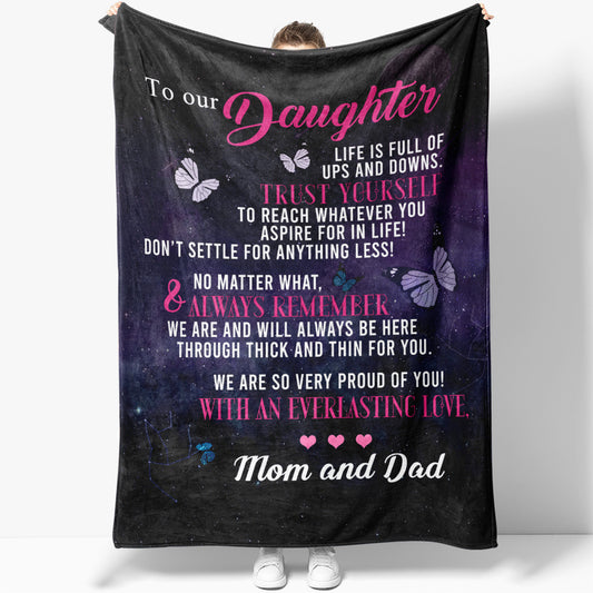 Motivational Blanket for Daughter, Life is Full of Ups and Downs Mom and Dad Blanket