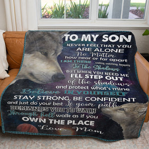 To My Wolf Son Blanket Gift, I'm There Waiting Watching Keeping Blanket