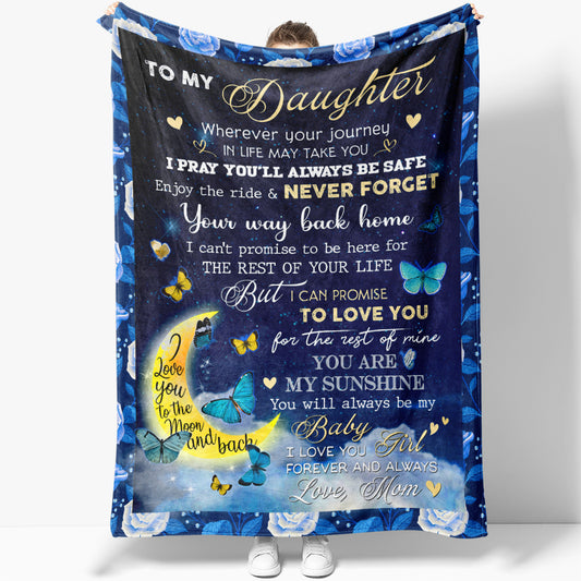 I Love You to The Moon and Back Blanket Gift for Daughter, Enjoy the Ride Love You the Rest Blanket