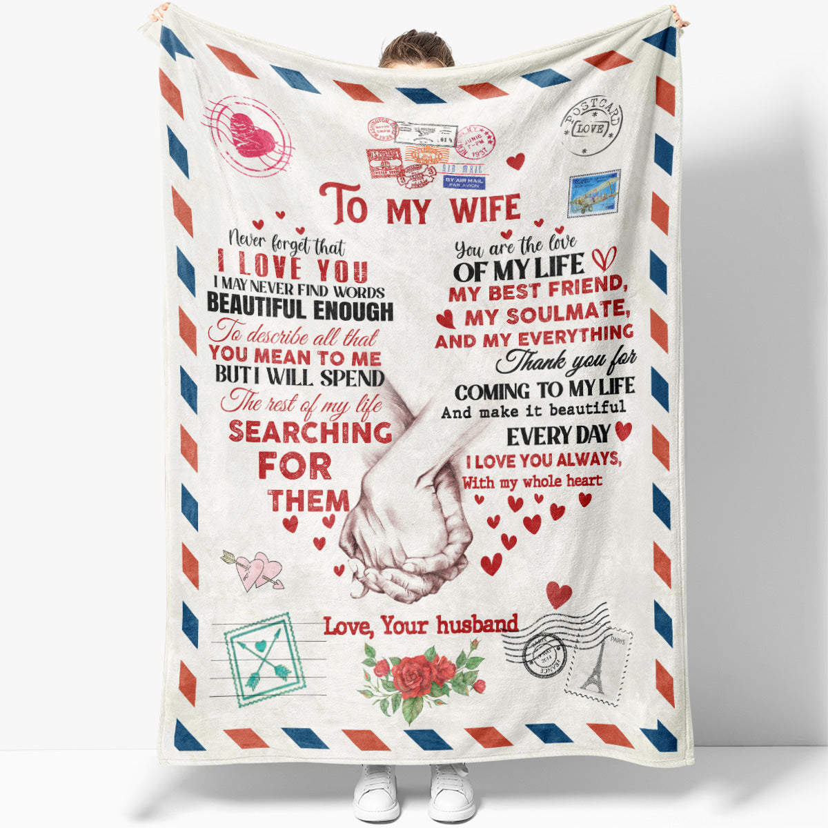 Heart Love Blanket for Wife, You're My Best Friend My Soulmate My Everything Blanket for Her