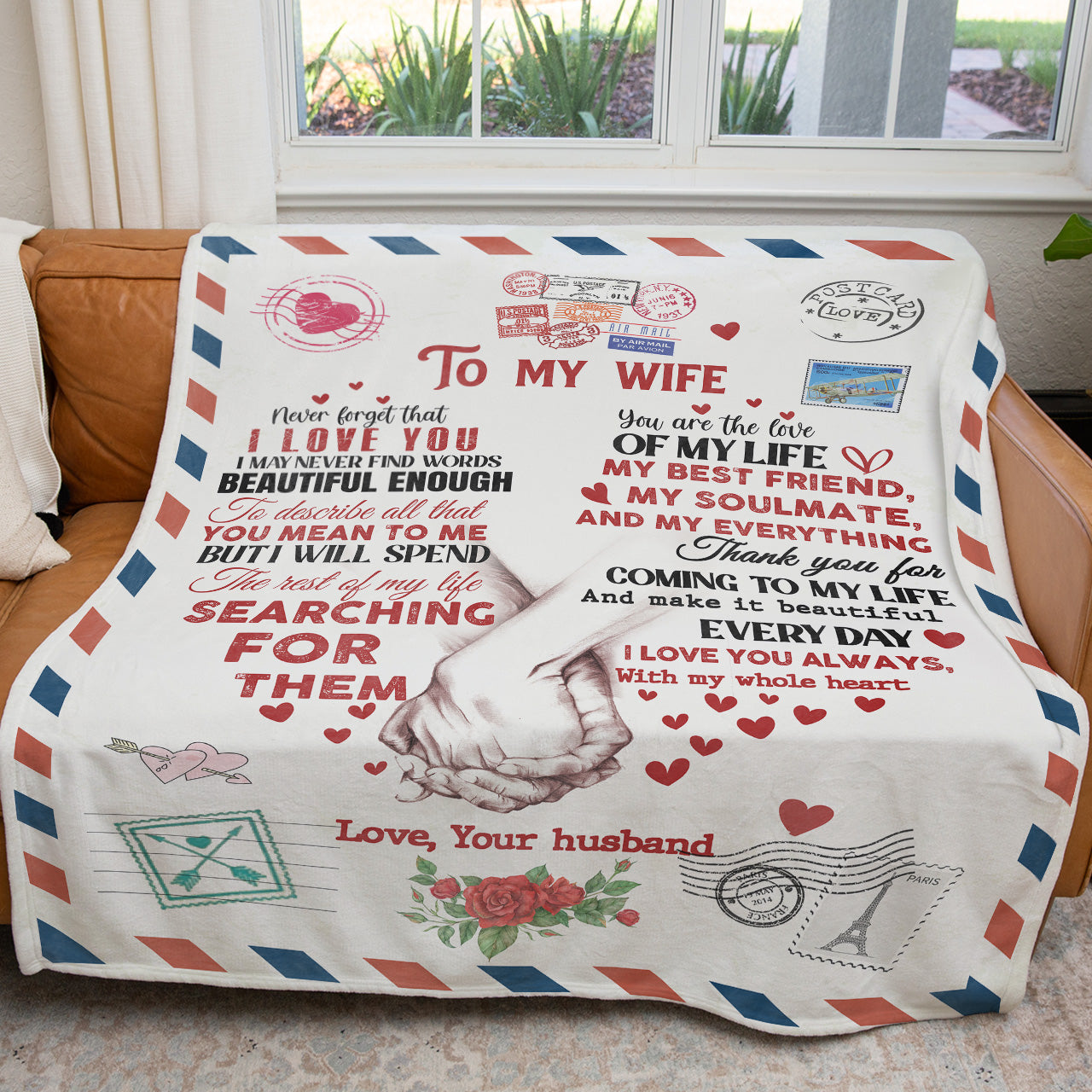 Heart Love Blanket for Wife, You're My Best Friend My Soulmate My Everything Blanket for Her