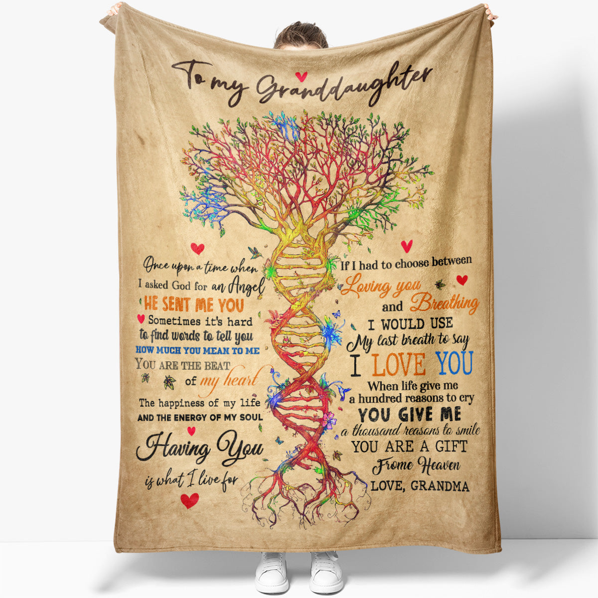Tree of Life Blanket for Granddaughter, You're the Happiness of My Life Blanket from Grandma