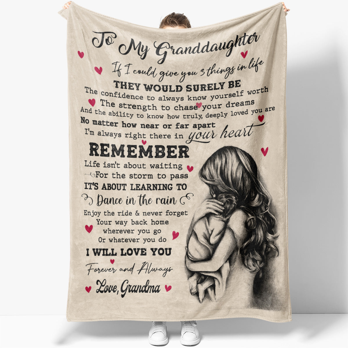 Give You Three Things Granddaughter Blanket, I'm Always Right There in Your Heart Blanket