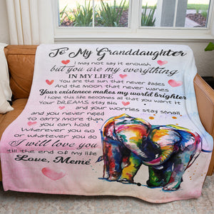 Elephant Blanket for My Granddaughter, You Are My Everything, Love You Till The End of My Life Blanket from Grandma