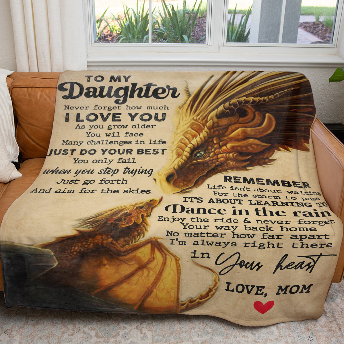 Dragon Blanket for My Daughter, Never Forget How Much I Love You Blanket, As You Grow Older Blanket, Sentimental Christmas Gifts For Daughter