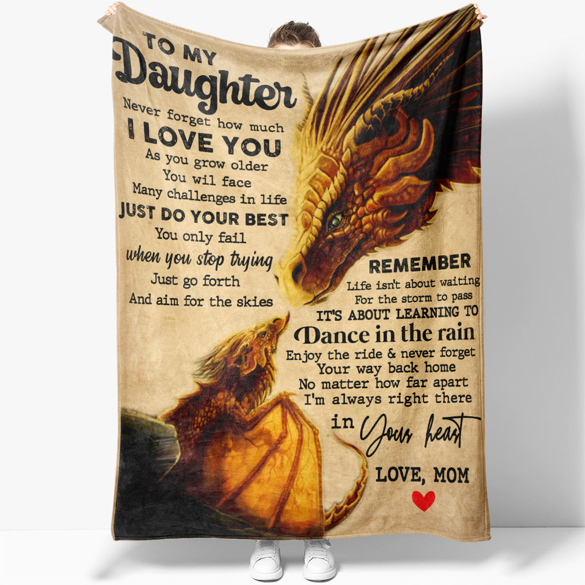 Dragon Blanket for My Daughter, Never Forget How Much I Love You Blanket, As You Grow Older Blanket, Sentimental Christmas Gifts For Daughter