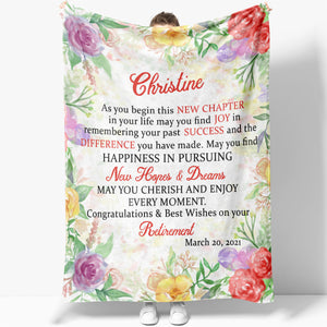 Retirement Blanket Gift Ideas for Women, Begin New Chapter Find Joy Floral Blanket Retirement Gift for Mom Grandma Funny Retirement Gift For Coworker