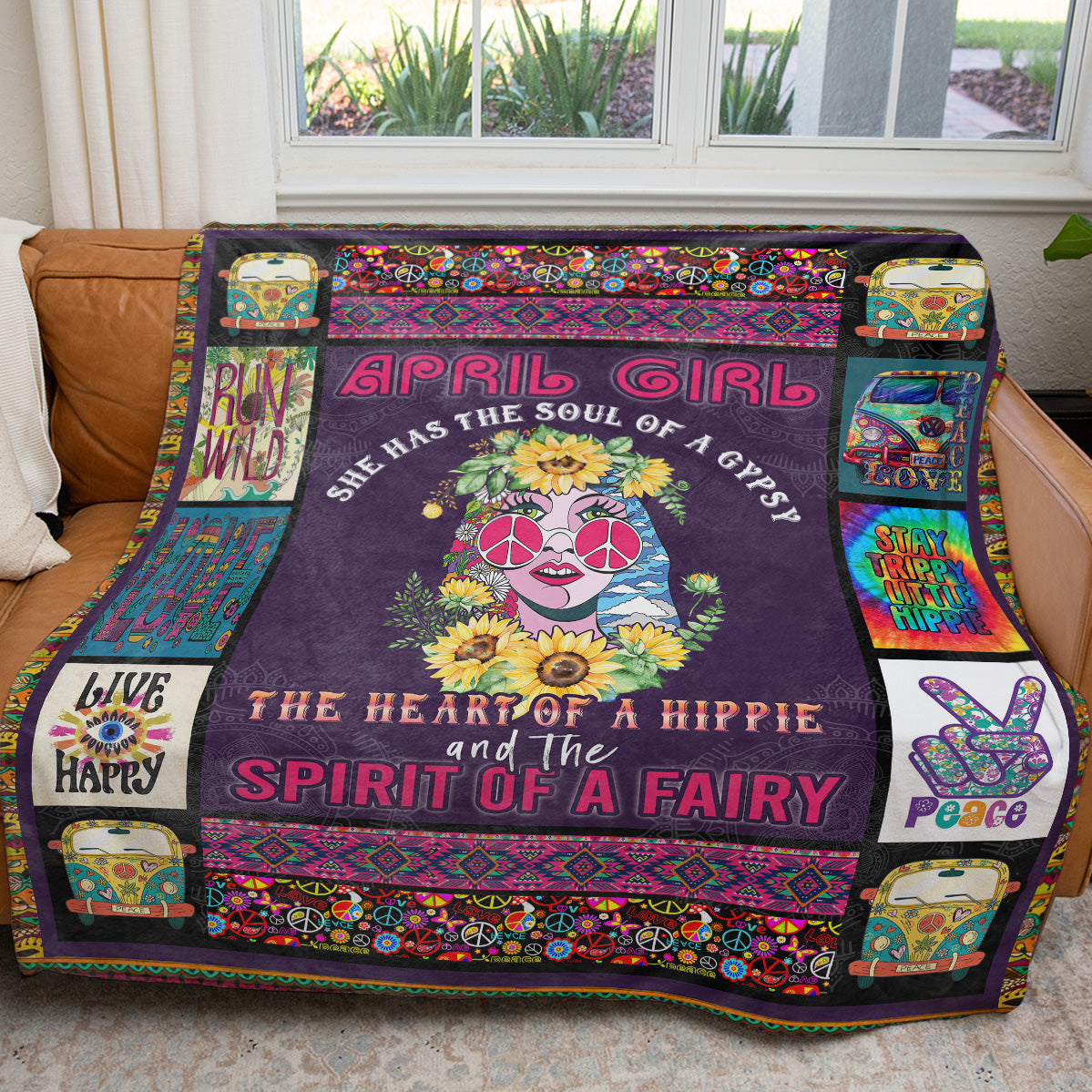 Custom Month Birthday Blanket Gift Ideas for Hippie Girl, Gypsy Fairy Blanket for Daughter Granddaughter, Personalized Christmas Gifts For Daughter