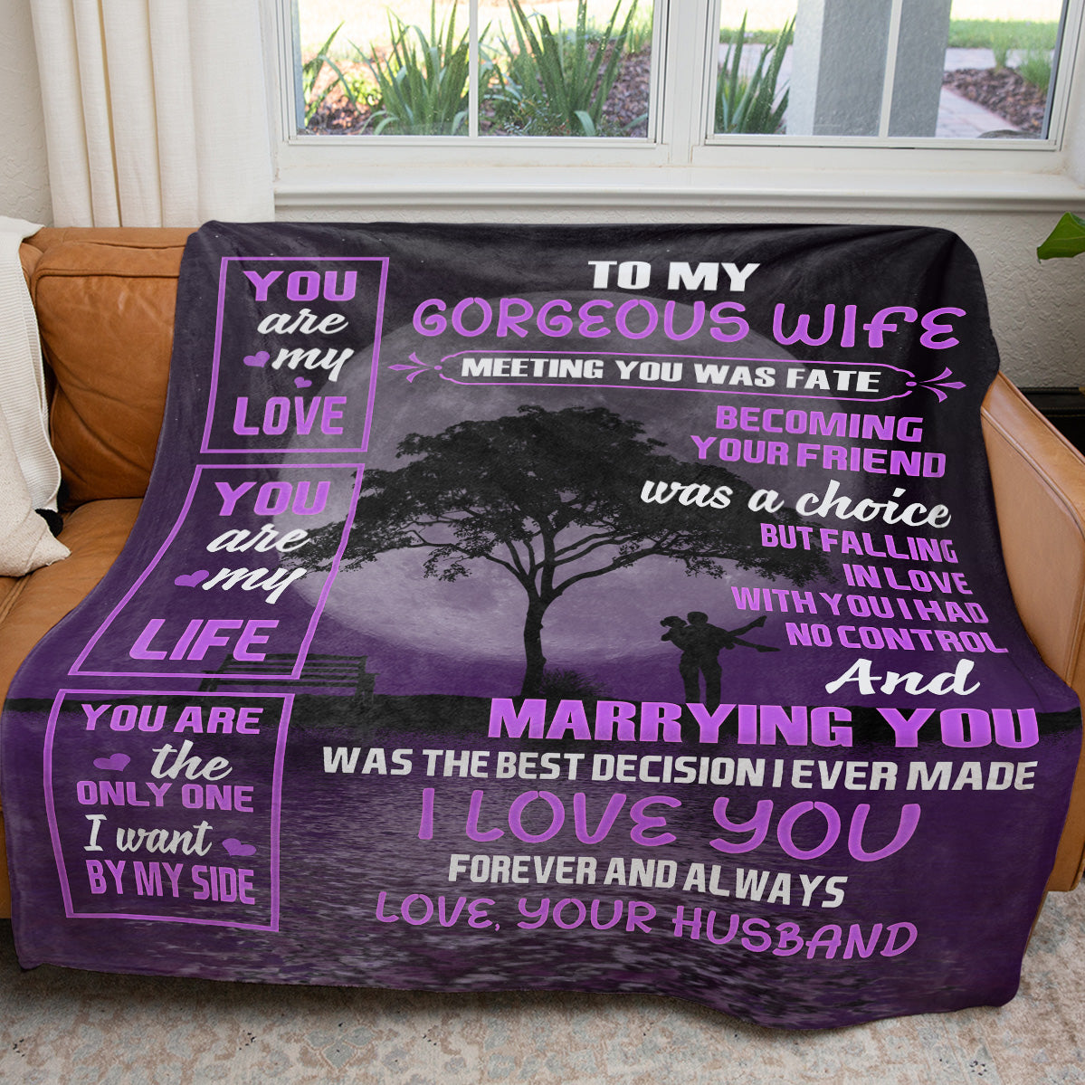 To My Gorgeous Wife Blanket Anniversary Gift Ideas, Marrying You was The Best Decision Blanket, Christmas Birthday Gift Ideas for Her Women