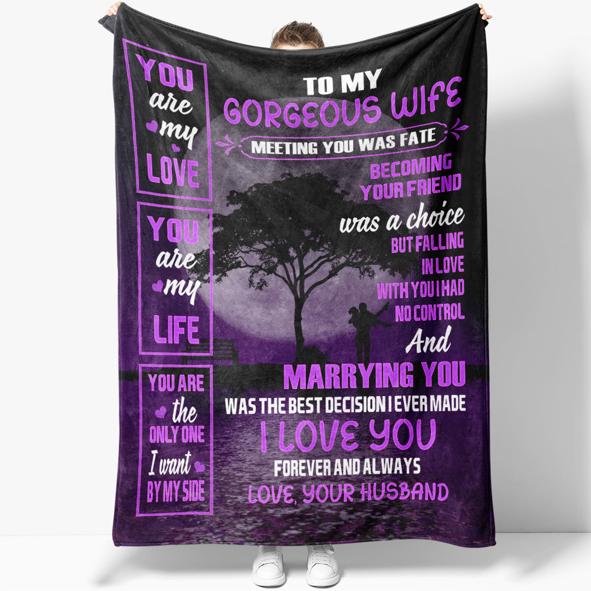 To My Gorgeous Wife Blanket Anniversary Gift Ideas, Marrying You was The Best Decision Blanket, Christmas Birthday Gift Ideas for Her Women