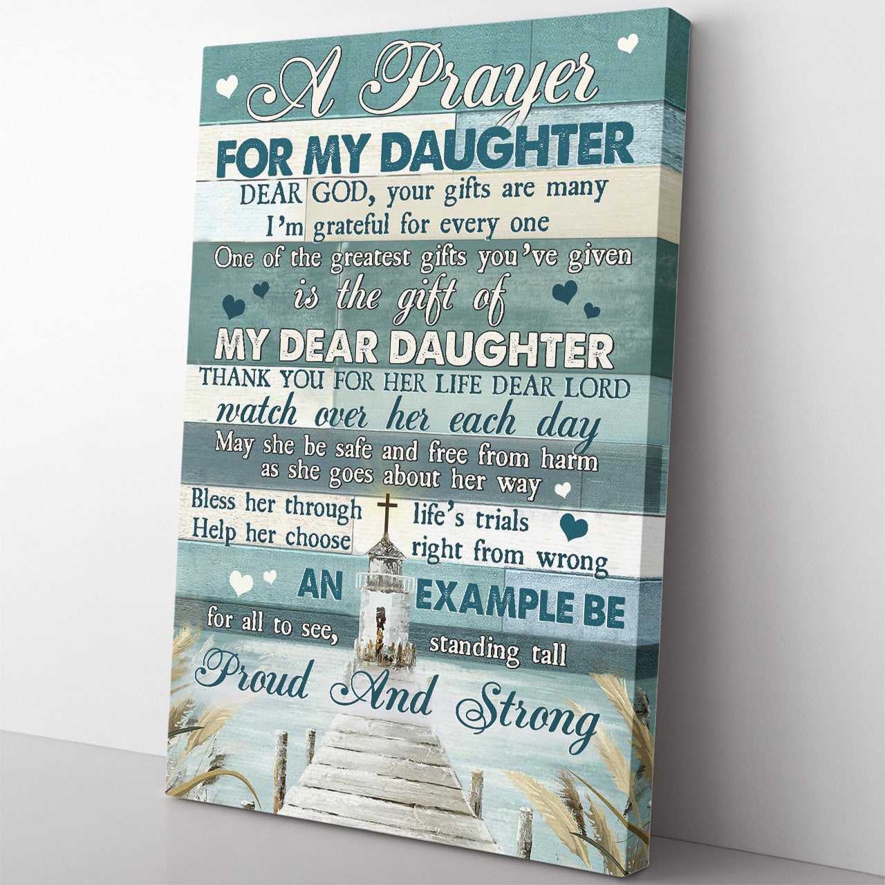 A Prayer Canvas for My Daughter Dear God, My Daughter is the Greatest Gift from Lord Praying Canvas, Christian Believe in God Canvas for Mom Daughter