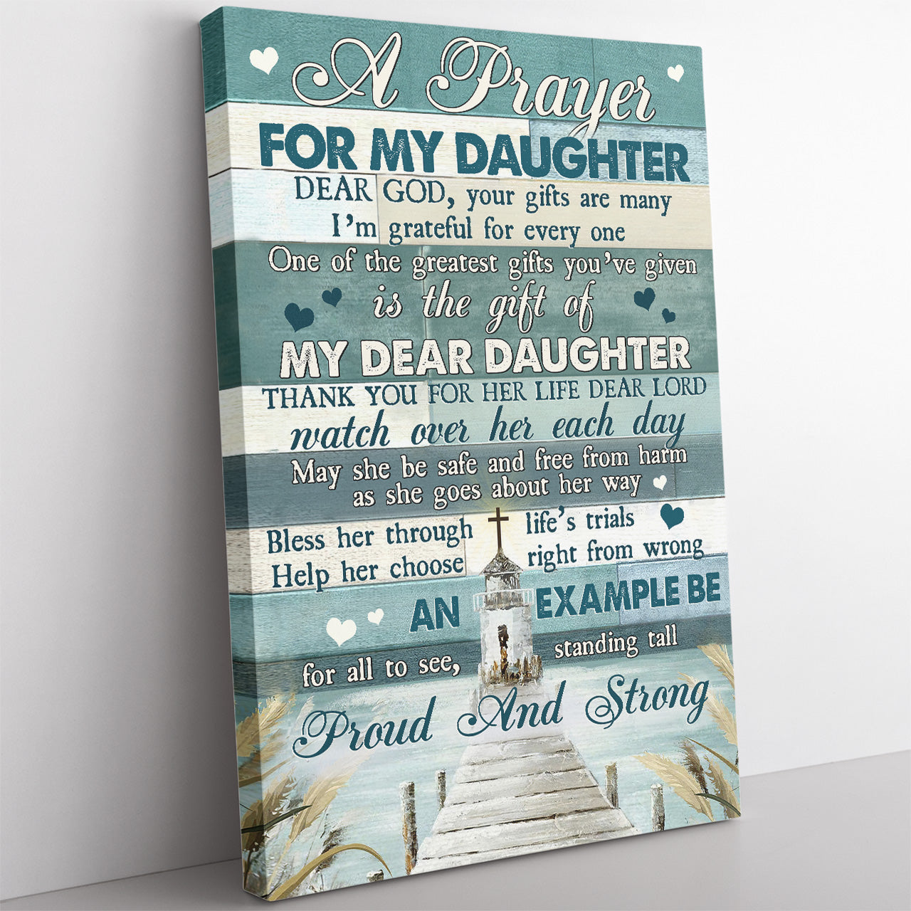 A Prayer Canvas for My Daughter Dear God, My Daughter is the Greatest Gift from Lord Praying Canvas, Christian Believe in God Canvas for Mom Daughter