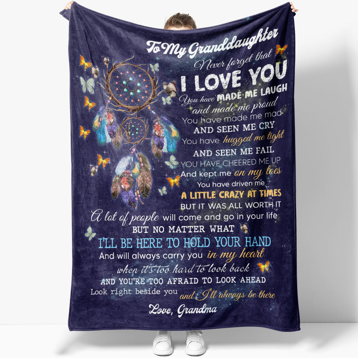 Dreamcatcher Blanket for My Granddaughter, I Will Carry You in My Heart Blanket from Grandma