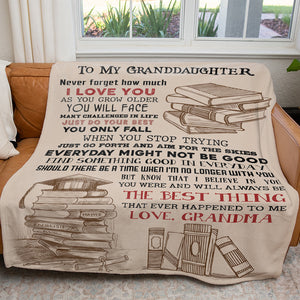 Book Lover Blanket for Granddaughter, Love Reading Never Forget I Love You from Grandma to Granddaughter Blanket, Birthday Christmas Gift