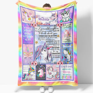 Unicorn Rainbow Love Blanket for Granddaughter, I Think About You Everyday, My Love for You is Forever Blanket from Grandma, Sweet Christmas Gifts