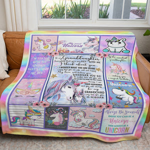 Unicorn Rainbow Love Blanket for Granddaughter, I Think About You Everyday, My Love for You is Forever Blanket from Grandma, Sweet Christmas Gifts