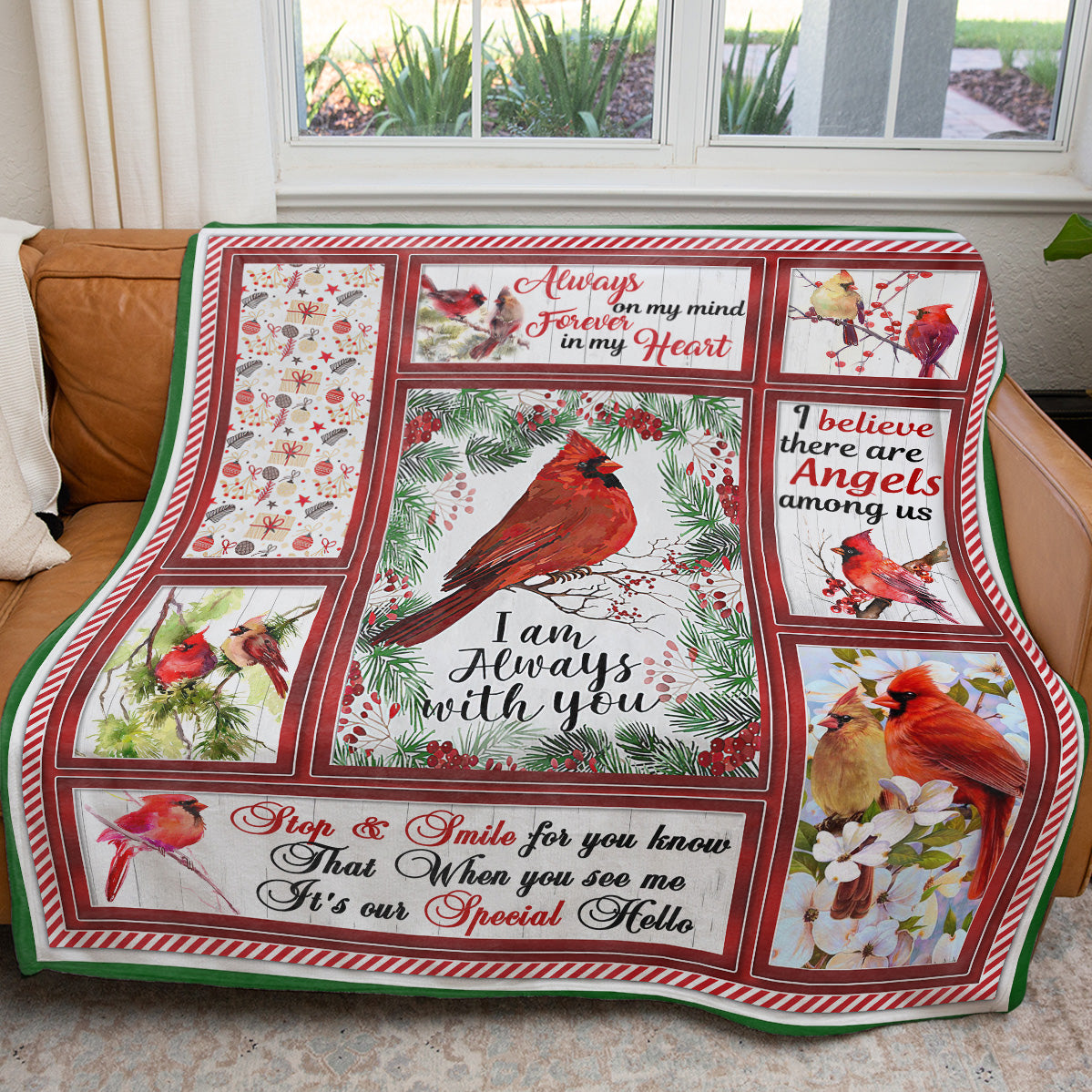 Winter Cardinal Angel Gift Ideas Blanket for Loss of, I am Always with You, I Believe There Are Angels Among Us Blanket, Loss of Dad Mom Blanket