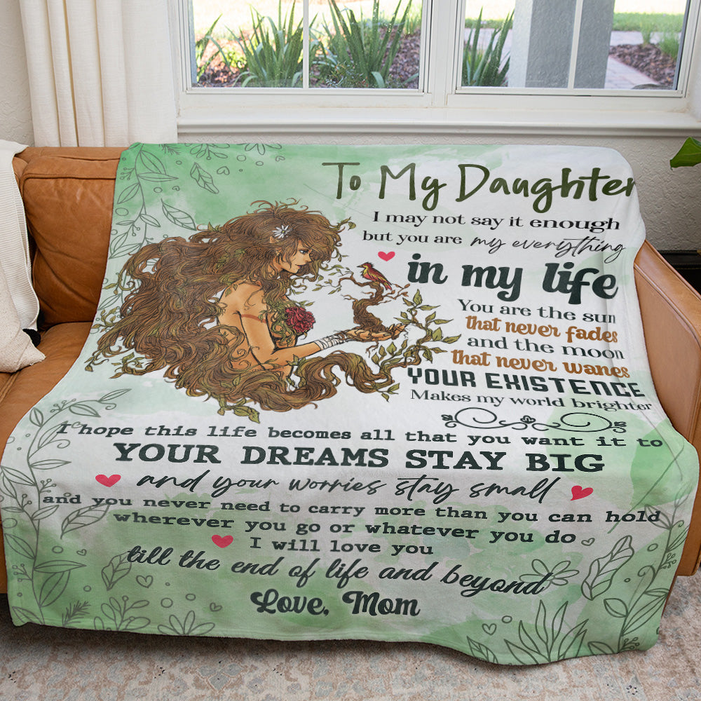 Blanket Gift for Daughter, You're Everything in My Life Blanket from Mother, Blanket Sentimental Christmas Gifts Ideas For Daughter From Mom