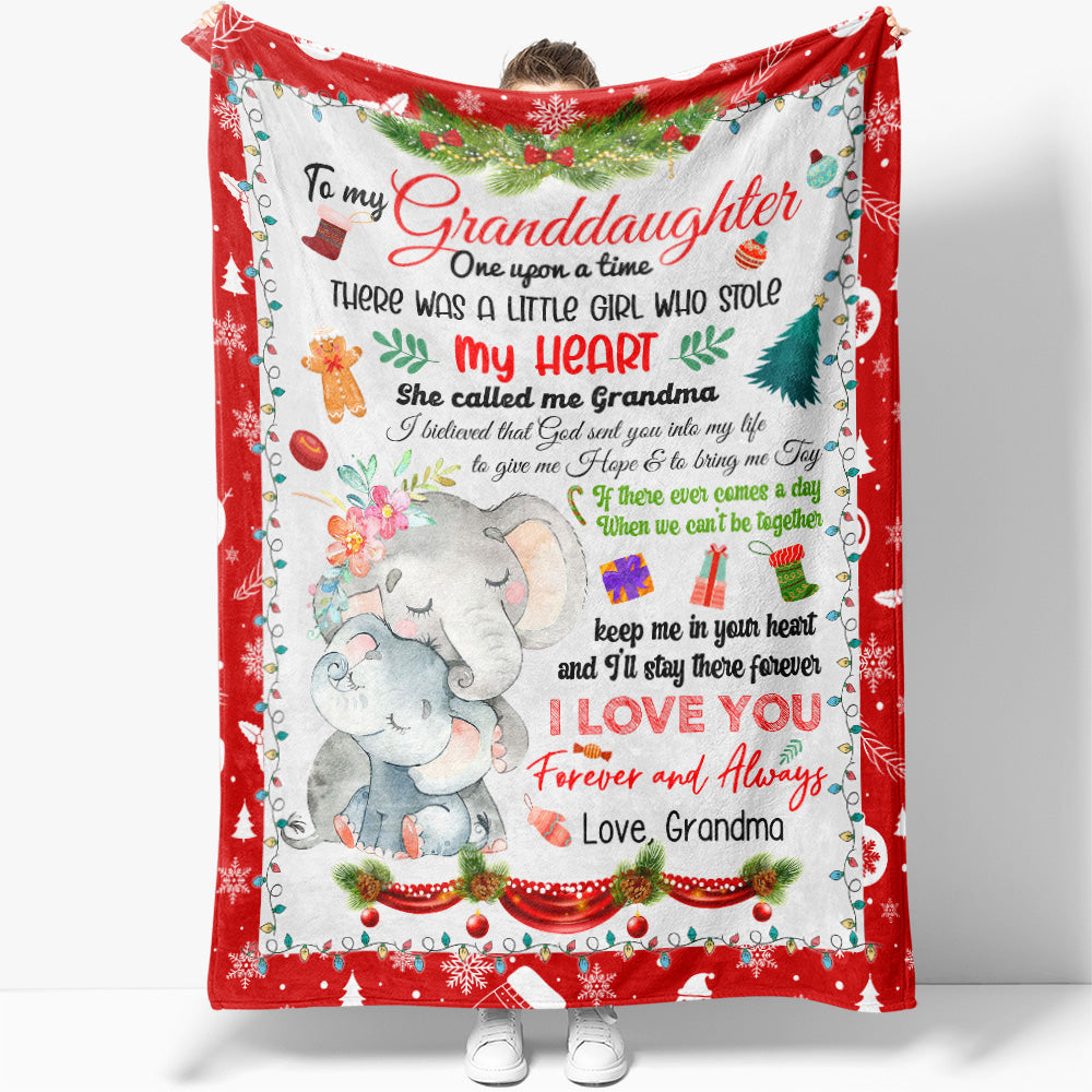 To My Granddaughter Christmas Gift Blanket, Christmas There Was a Little Elephant Girl Stole Grandma Heart Blanket, Special Gifts For Granddaughters
