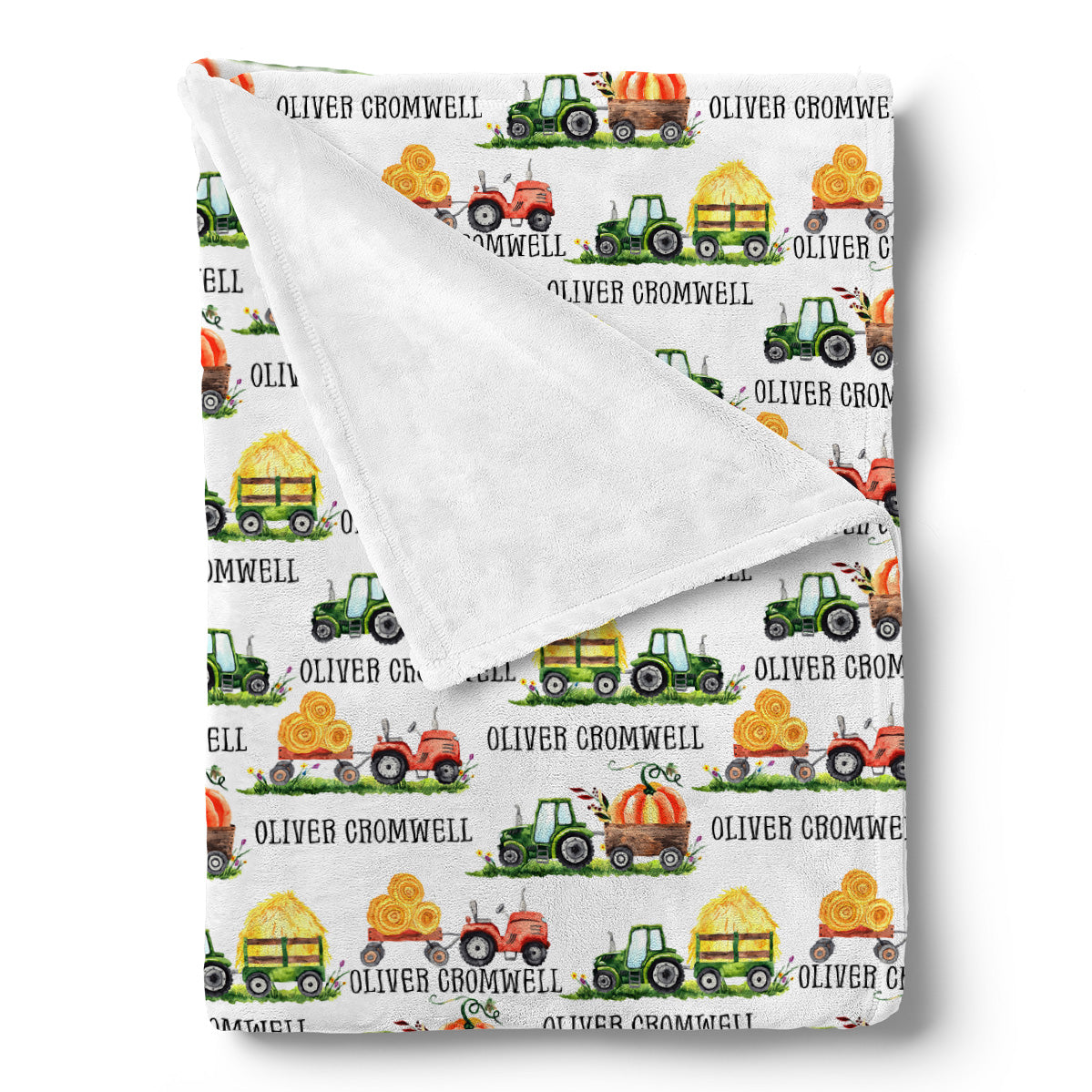 Personalized Farming Tractor Custom Baby Name Blanket, Farmer Personalized Baby Blanket, Custom Farm Baby Boys Girls Name Shower Christmas Blanket