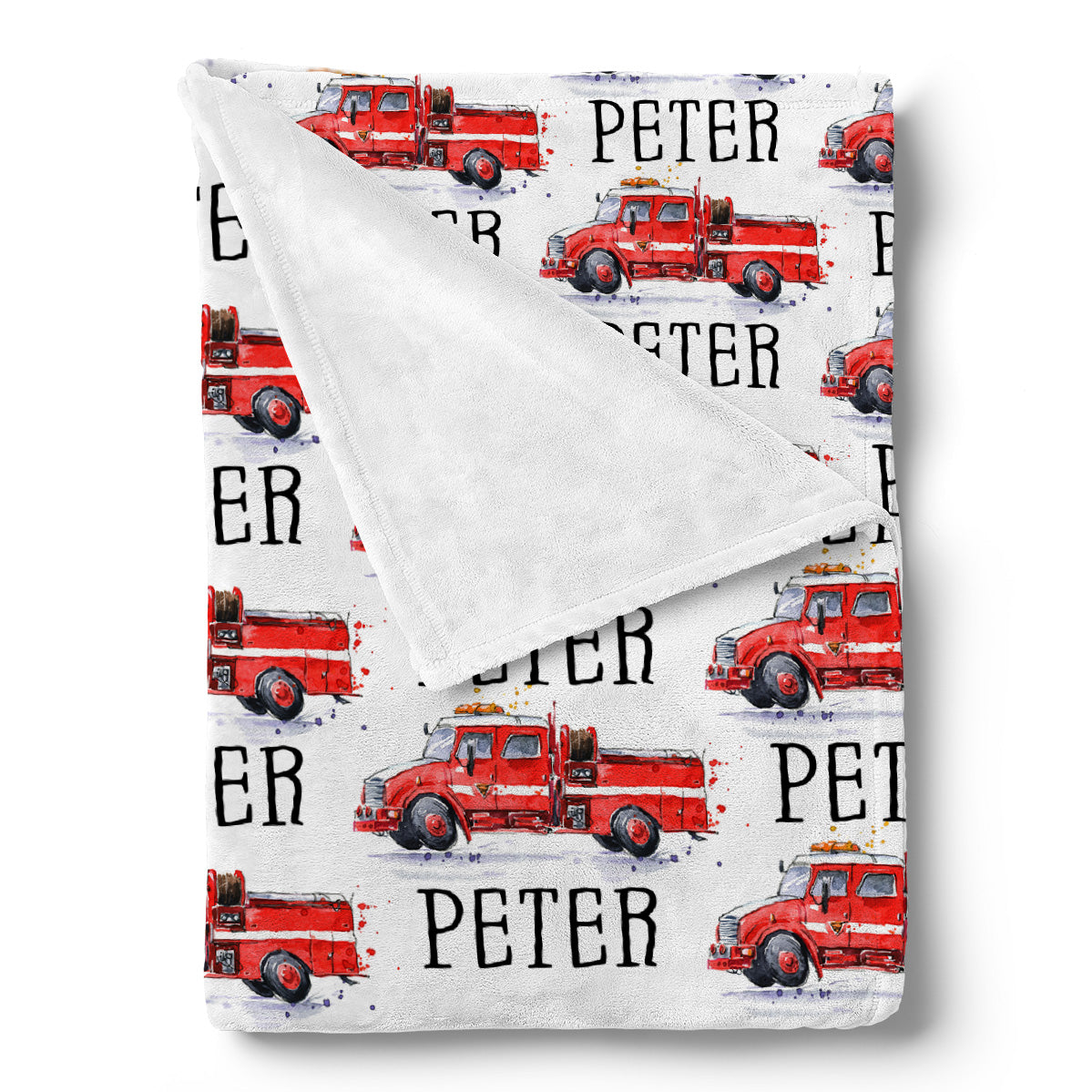 FireTruck Blanket, Personalized Fire Truck Firefighter Baby Name Blanket, Custom Firemen Baby Name Shower Boys Girls Christmas Birthday Blanket