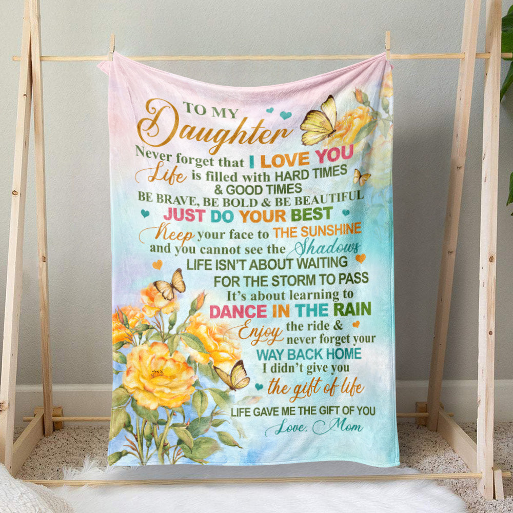 Motivational Quote Blanket for Daughter, Keep Your Face to the Sunshine, Dancing in the Rain Blanket, Sentimental Christmas Gifts For Daughter