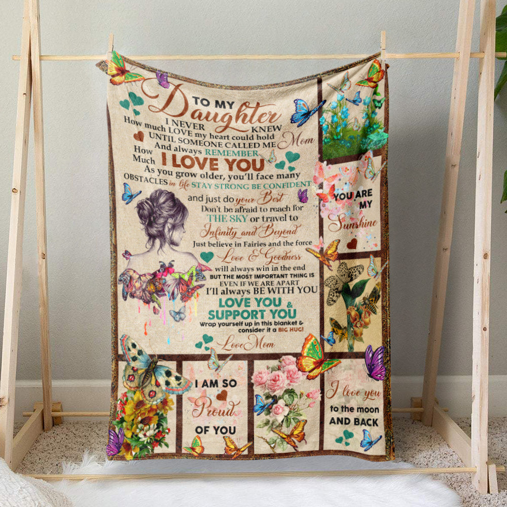 Floral Butterfly Blanket for Daughter, Loving Quote Blanket How Much I Love You Blanket from Mother, Sentimental Personalized Christmas Gift Daughter