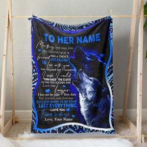 Couple Wolfs Blanket Gift for Her, Falling in Love With You Was Beyond My Control Blanket, Valentines Day Anniversary Christmas Gift Ideas For Her