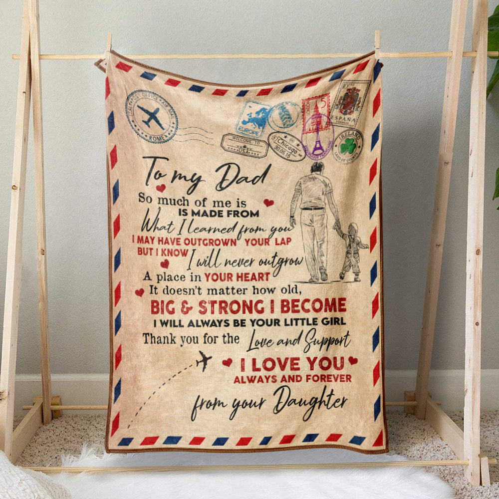 Appreciated Letter Blanket Gift to My Dad, Dad and Daughter Blanket So Much of Me is Made From, Father's Day Christmas Birthday Gift Ideas For Dad