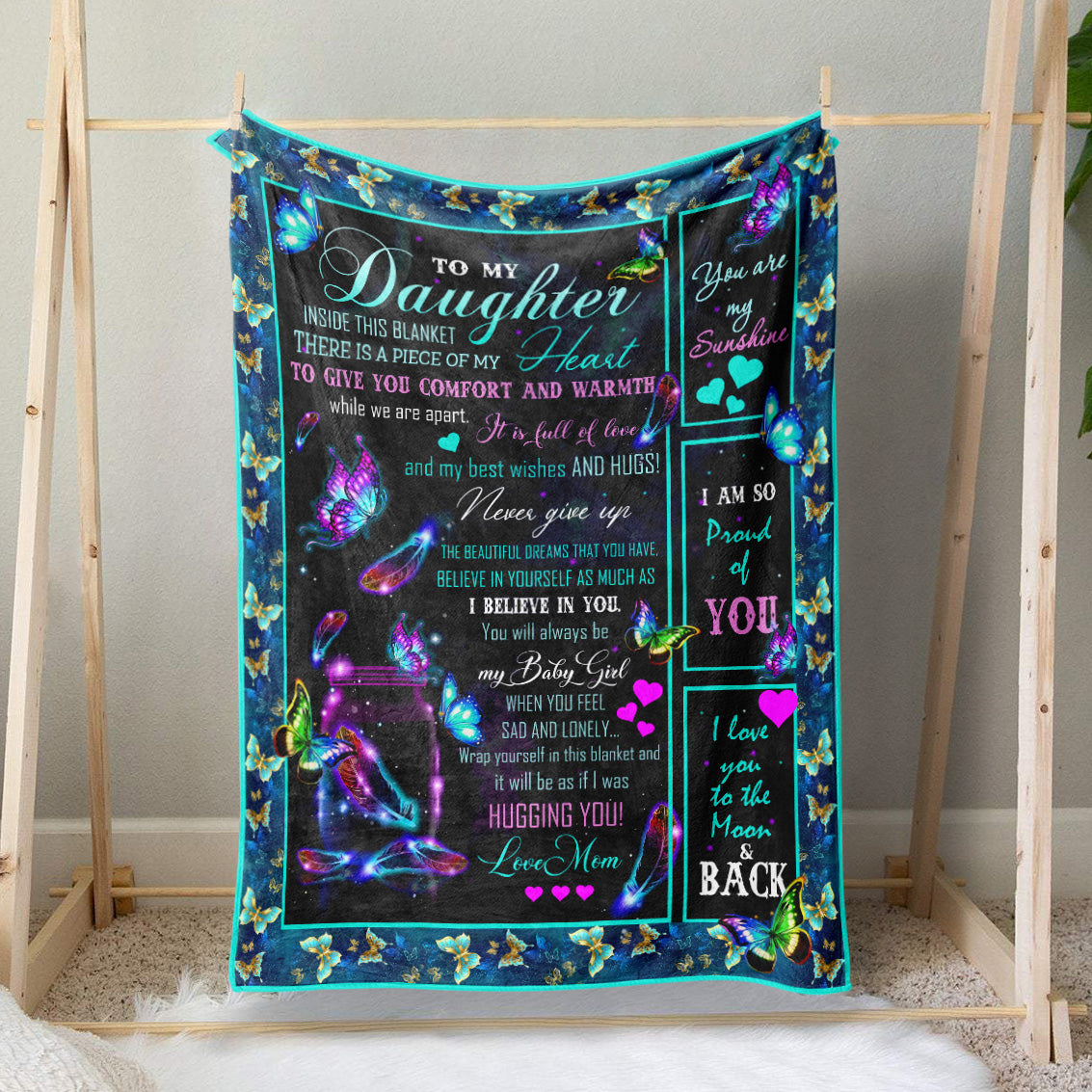 Blanket Gift ideas for Daughter, inside This Blanket There is A Piece of My Heart, Never Give Up I Believe in You Christmas Gift for Daughter Blanket