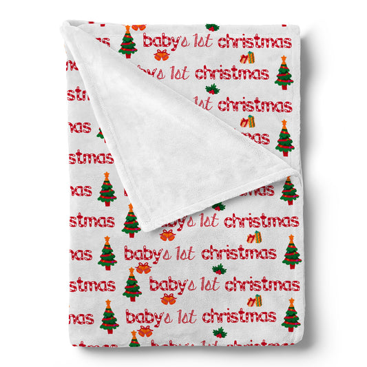 Baby's 1st First Christmas Blanket Gifts Ideas, Custom Babys Name Blanket 1st Christmas Gift, Gift Ideas for Niece Nephew Granddaughter Grandson