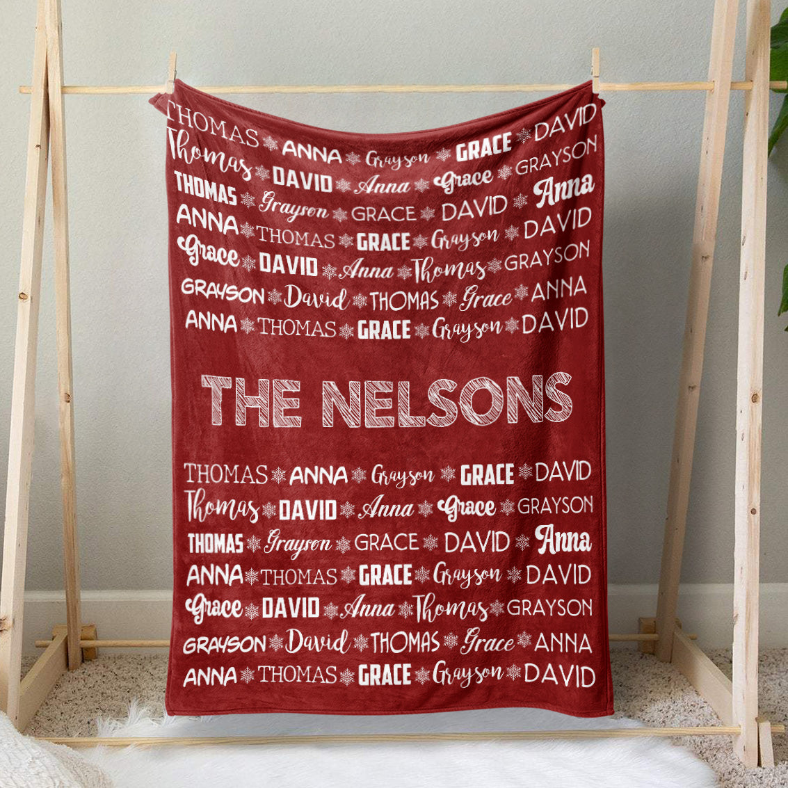 Custom Family Names Christmas Blanket Gift, Family Chirstmas Gift Ideas Blanket, Personalized Chirstmas Gift Ideas for Grandpa Grandma Grandparents