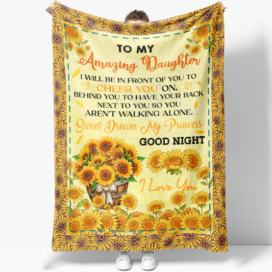 Sunflower Floral Blanket Gift for Granddaughter From Grandma, I Love You My Princess Blanket, Christmas Graduation Gift Ideas for Granddaughter