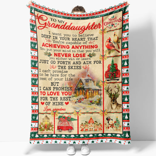 Christmas Blanket Gift for Granddaughter, Love You for The Rest of Mine Blanket from Nana, Christmas Spirit Blanket for Granddaughter