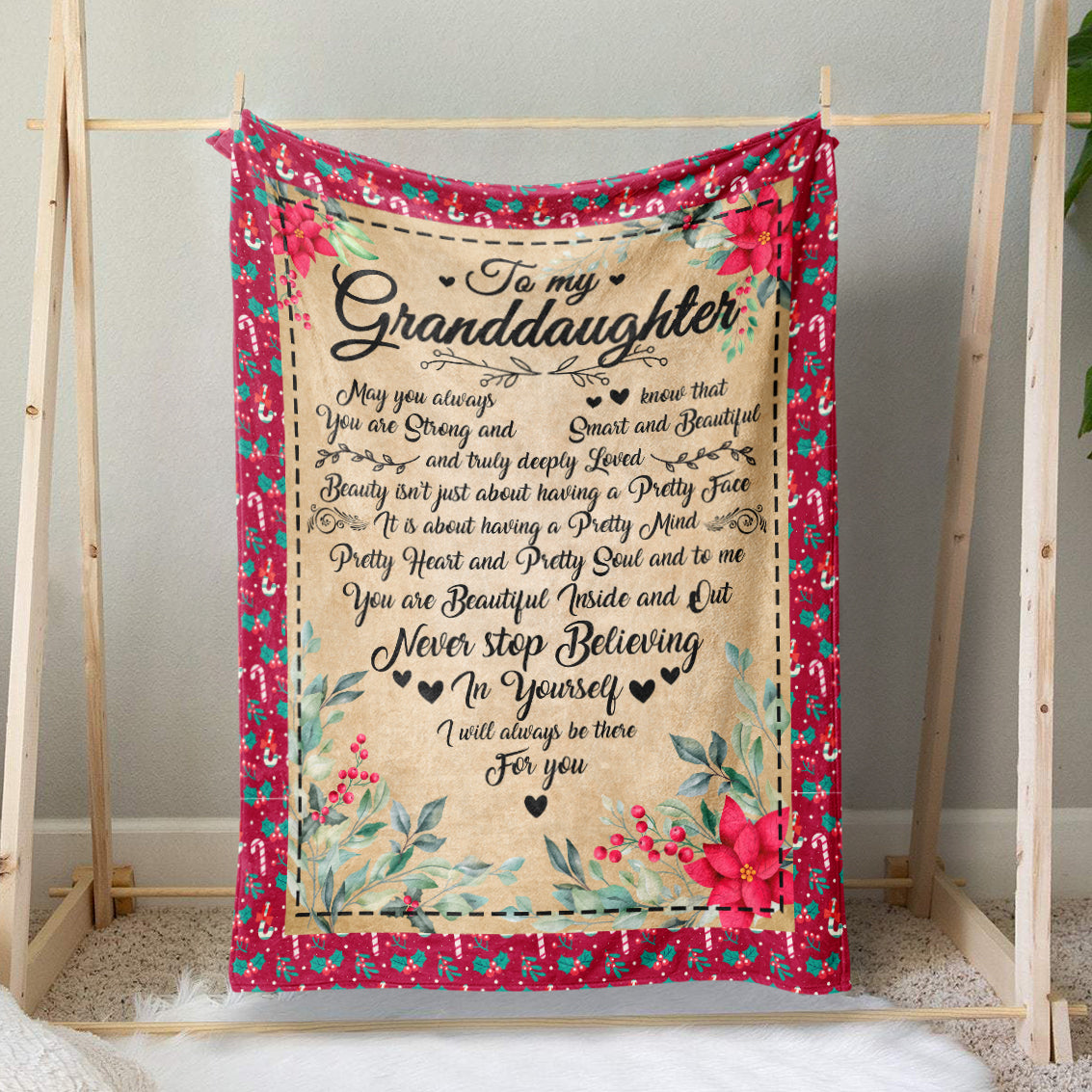 Christmas Gift Ideas for Granddaughter, You Are Beautiful Inside and Out, Believe in Yourself Blanket, Christmas Secret Santa Gift to Granddaughter