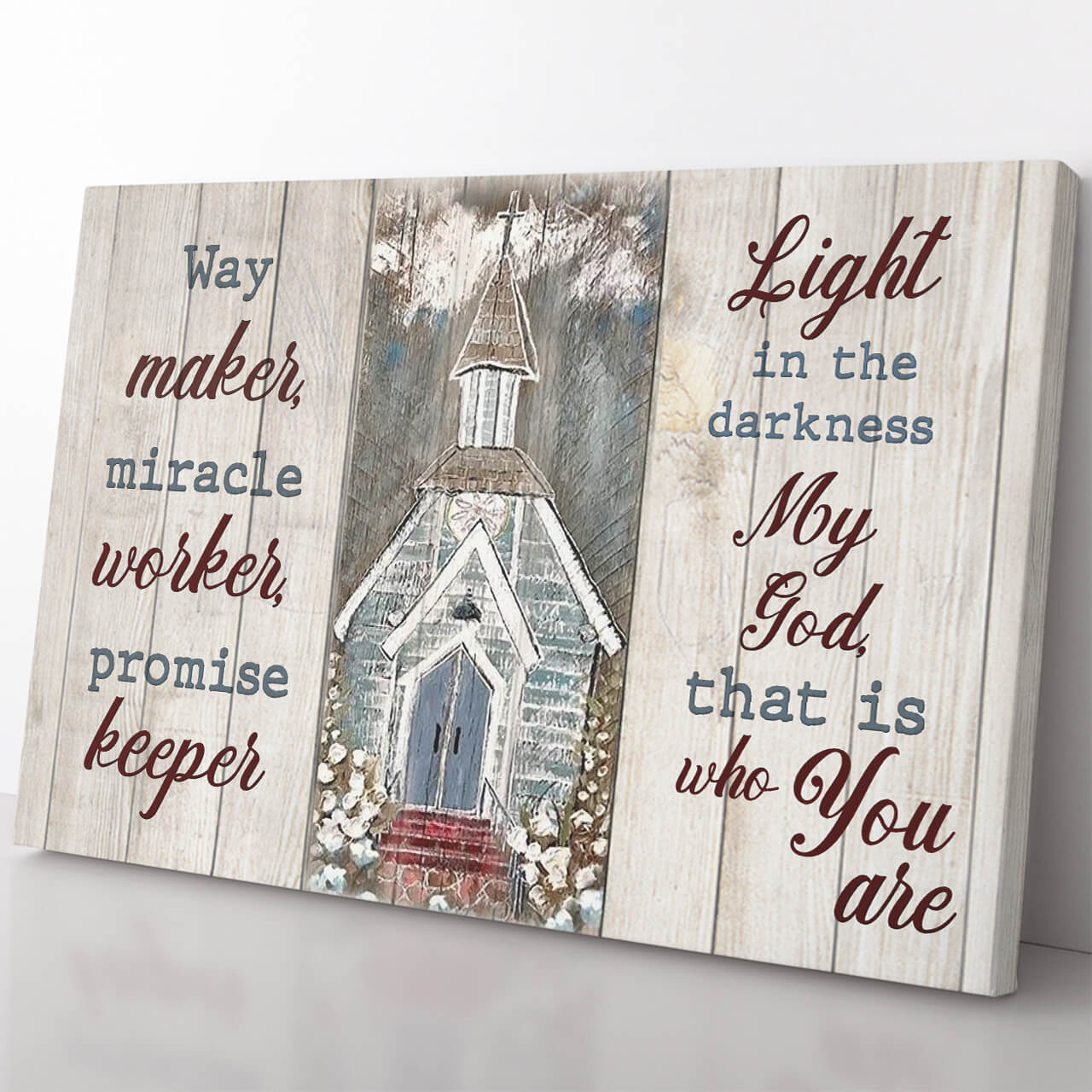 Way Maker Miracle Worker Promise Keeper God Canvas Wall Art, Light in The Darkness My God Canvas