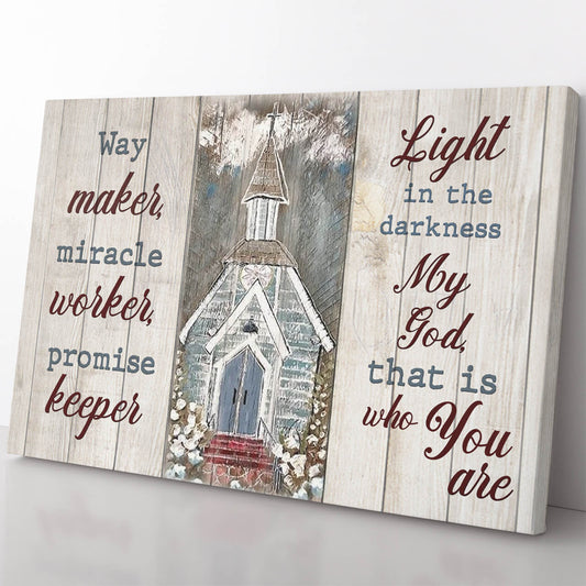 Way Maker Miracle Worker Promise Keeper God Canvas Wall Art, Light in The Darkness My God Canvas