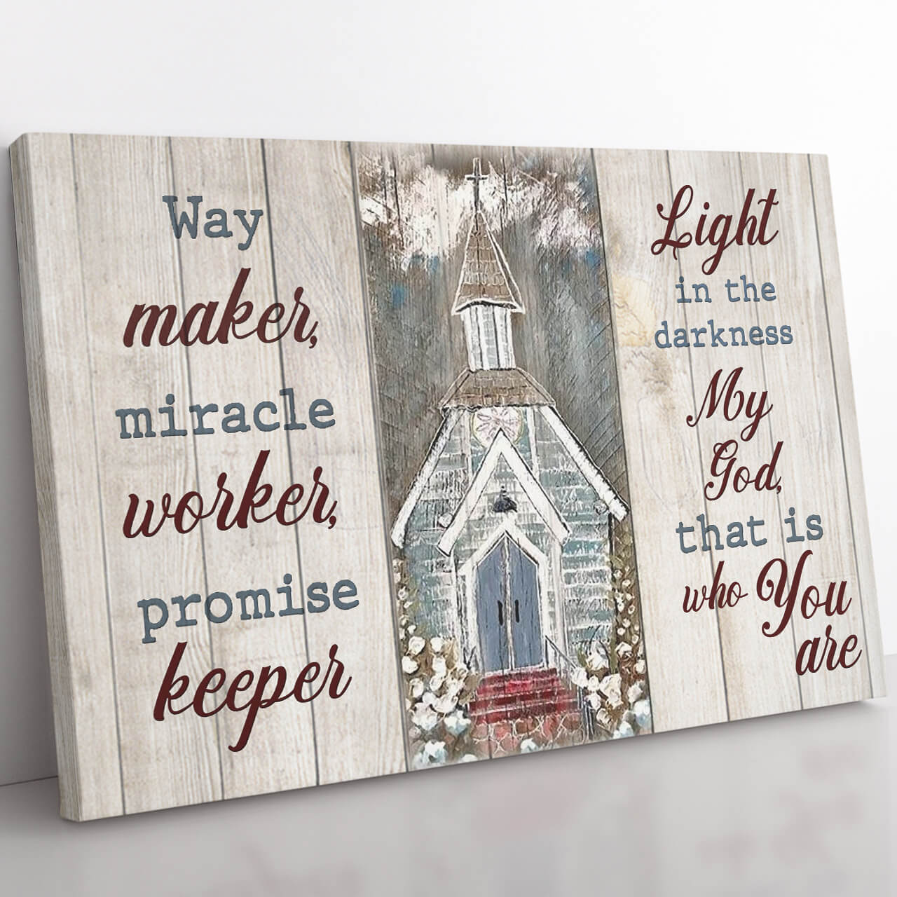 Way Maker Miracle Worker Promise Keeper God Canvas Wall Art, Light in The Darkness My God Canvas