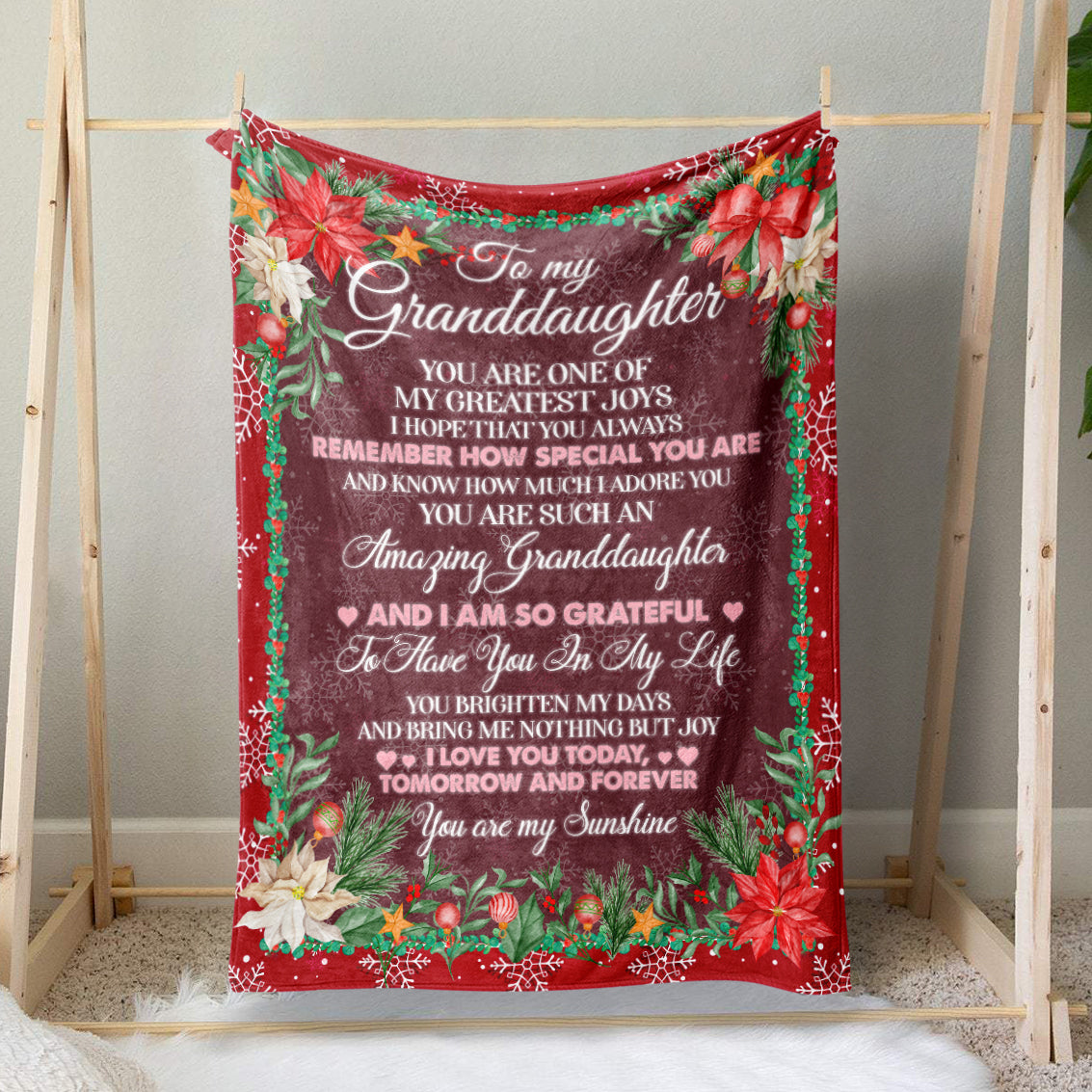To My Granddaughter Christmas Blanket, You Are My Greatest Joy, Love You Today Tomorrow Forever Blanket from Grandma, Christmas Gift for Granddaughter