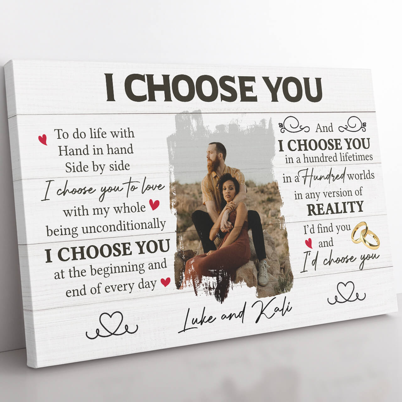 I Choose You Canvas Gift for Her or Him, Anniversary Canvas Gift Love You With My Whole