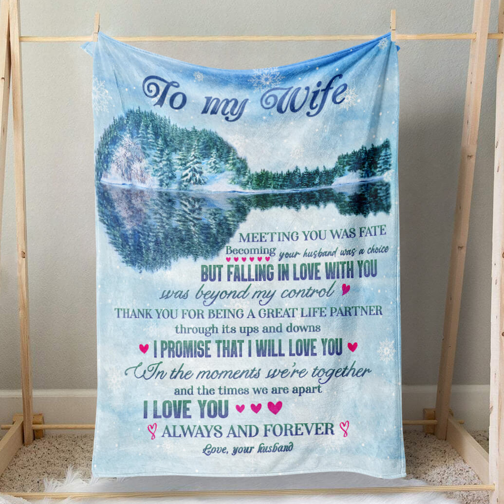 Falling in Love With You Christmas Blanket to My Wife, Thank You for Being a Great Life Partner Christmas Gift for Her