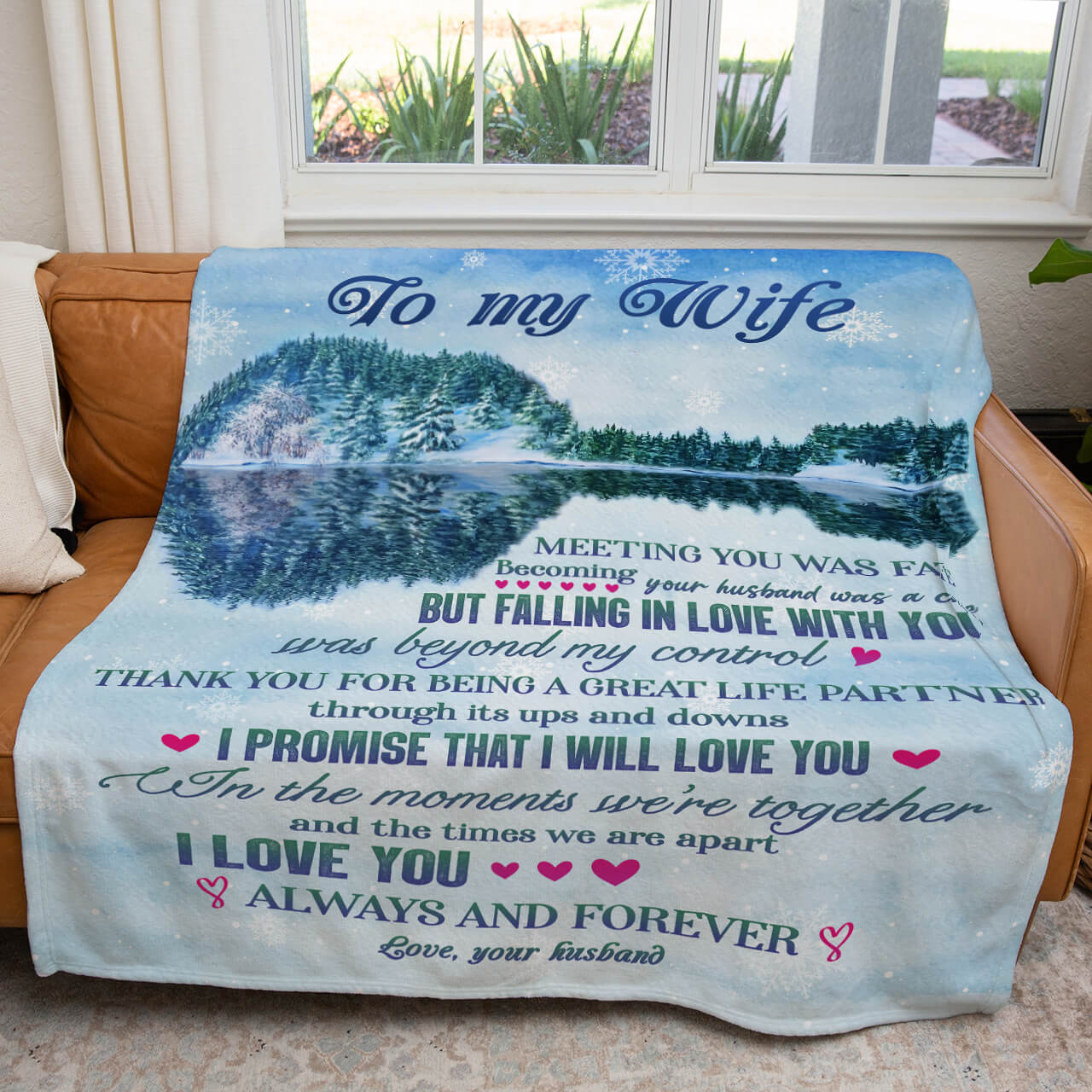 Falling in Love With You Christmas Blanket to My Wife, Thank You for Being a Great Life Partner Christmas Gift for Her