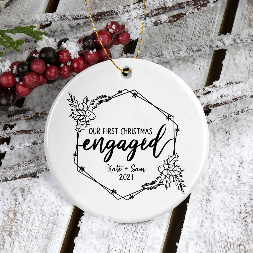 Our Engaged First Chirstmas Personalized Names and Date